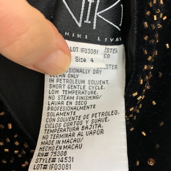 Vintage Niki Livas halter dress, size 4, beaded backless formal prom cocktail - Picture 8 of 9